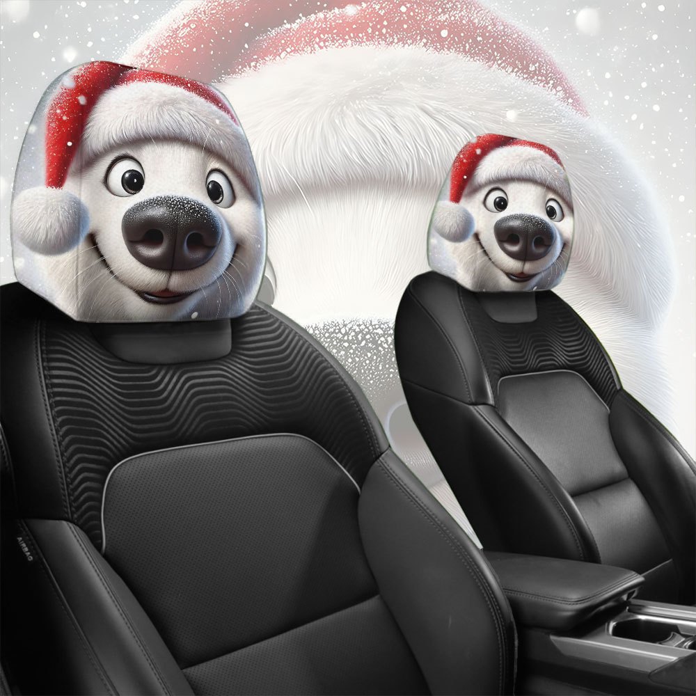 Car Accessories For Winter - หมวกคริสต์มาส 2 ชิ้น, ผ้าคลุมพนักพิงศีรษะรูปสุนัขน่ารัก, ชุดหมวกคริสต์มาสลายหิมะ, อุปกรณ์เสริมรุ่นลิมิเต็ดอิดิชั่นสำหรับฤดูหนาว