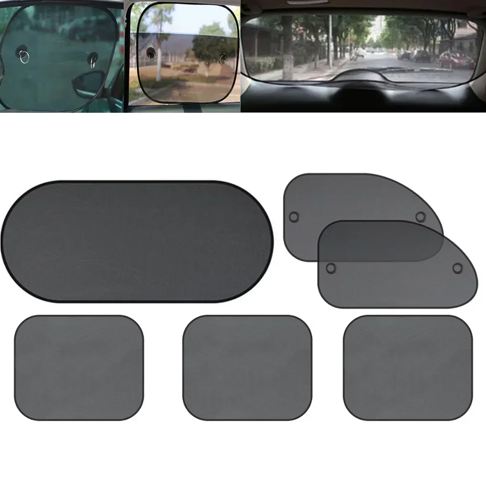 Car Accessories Rear - 1 ชุดม่านบังแดดหน้าต่างสีดำ ผ้าม่านตาข่ายกันแดดสำหรับกระจกรถยนต์ ด้านหน้าและด้านหลัง ป้องกันแสงแดดและรังสียูวี