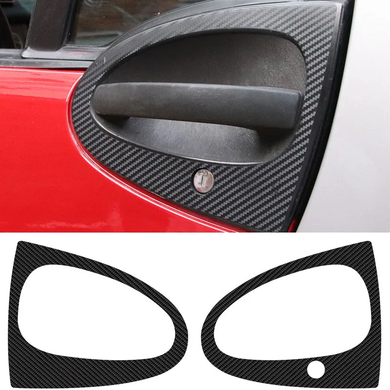 Car Accessories On Amazon - 2 ชิ้นสติ๊กเกอร์ติดรถยนต์มือจับประตูคาร์บอนไฟเบอร์สติกเกอร์อุปกรณ์ตกแต่งรถยนต์สำหรับสมาร์ท 2009-2014 451 453 Fortwo